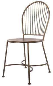 Elegáns fém négylábú kerti szék, réz színben, küllős háttámlával 95x45x49cm