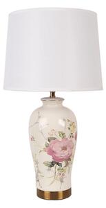 Kerámia asztali lámpa rózsás, fehér búrával, 30x54cm