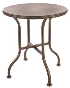 Kör alakú fém kerti négy lábú asztalka réz színben 50x46x46cm
