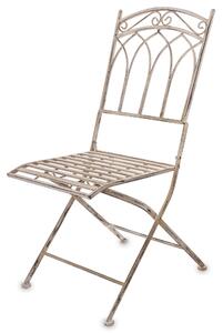 Fehérre antikolt koptatott fém kerti szék 90x41x58cm