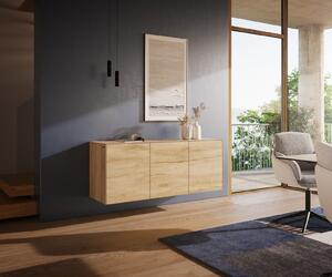 DELIFE Komód Cuor 150 cm Laminam® Sabbia kerámia tölgyszínű 3 ajtós lebegő