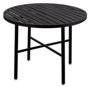 Kerek négylábú fekete kerti fém asztal 73x94,5x94,5cm