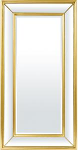 Szögletes élcsiszolt fali tükör fazettás tükrös aranyozott keretben 120x61.5x7cm