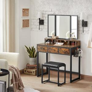 Fésülködőasztal zárható tükörrel + szék - Vasagle Loft