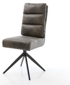 DELIFE Étkezőszék Pela-Flex mikroszálas szürke vintage kereszt láb széles fekete 360° forgatható billenő zsákrugós