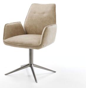 DELIFE Étkezőszék Zoa-Flex mikroszálas bézs vintage grafit láb 360° forgatható hintamechanizmus zsákrugós matrac