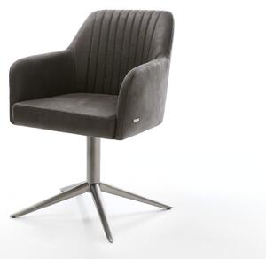 DELIFE Étkezőszék Greg-Flex mikroszálas antracit vintage grafit láb 360° forgatható hintamechanizmus zsákrugós matrac