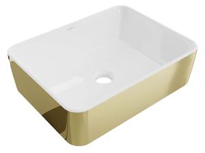 Mexen Catia pultra építhető kerámia mosdó - 48 x 37 cm fehér/arany (21314806)