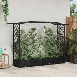 Magasított Ágy Trellis-szel és Tetővel Fekete 207 x 40 x 123 cm