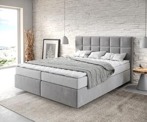 DELIFE Boxspring ágy Dream-Fine 160x200 cm mikroszálas szürke matraccal és topperrel