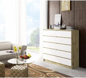 Komód - Akord Furniture K140-10 - arany tölgy / fehér