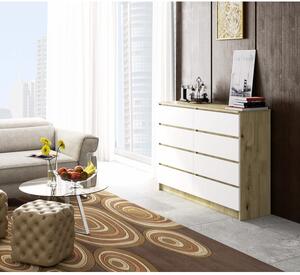Komód - Akord Furniture K140-8 - arany tölgy / fehér