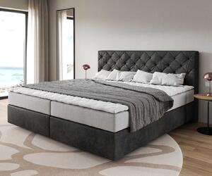 DELIFE Boxspring ágy Dream-Great mikroszálas antracit vintage 200x200 cm zsákrugós matraccal és visco topperrel