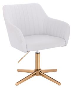 HC190CROSS Fehér Modern Műbőr Szék Arany lábbal