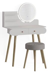 Vicco Edda fésülködőasztal székkel, led tükörrel, fehér, 80 cm