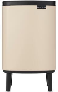 Brabantia Bo Waste Bin Hi hulladékgyűjtő felnyitható, Soft-Close fedéllel, magasított, lábakon álló, műanyag tartály, 7L - B méret, acél, világos bézs - 251641