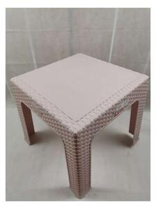 Rattan mini asztal, ROP - pasztell rózsaszín