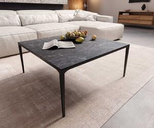 DELIFE Dohányzóasztal Levente 85x85 cm Laminam® Nero Greco antracit kerámia fém láb fekete