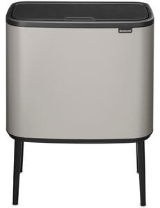 Brabantia Bo Touch Bin nyomófedeles hulladékgyűjtő, magasított, lábakon álló, műanyag tartály, 36L - R méret, acél, hamvasszürke - 254987