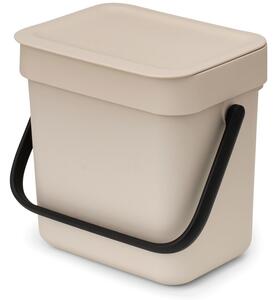 Brabantia Sort & Go konyhai szemetes felnyitható fedéllel, fogantyúval szelektív és komposzt gyűjtéséhez, 3L - A méret, világos bézs - 251689