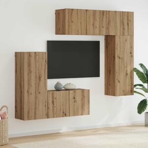 TV faliszekrény Falra szerelhető 5 pcs Artisan tölgy Faanyag