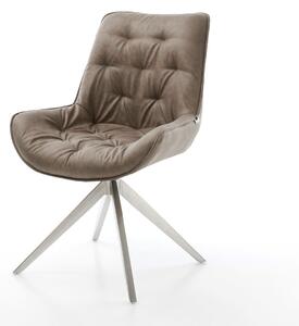 DELIFE Forgatható étkezőszék Taimi-Flex mikroszálas taupe vintage kereszt láb széles rozsdamentes acél 360° forgatható hintamechanizmus