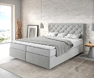DELIFE Boxspring ágy Dream-Great 160x200 cm mikroszálas ezüstszürke matraccal és topperrel