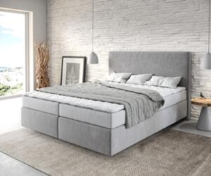 DELIFE Boxspring ágy Dream-Well 160x200 cm mikroszálas szürke matraccal és topperrel