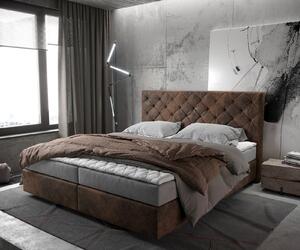 DELIFE Boxspring ágy Dream-Great 180x200 cm barna vintage matraccal és topperrel