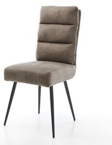 DELIFE Étkezőszék Pela-Flex mikroszálas taupe vintage 4 láb kúpos fekete zsákrugós