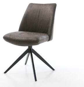 DELIFE Étkezőszék Elso-Flex mikroszálas antracit vintage kereszt láb széles fekete 360° forgatható billenő zsákrugós