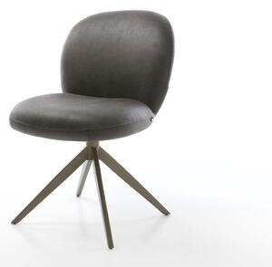 DELIFE Étkezőszék Nube-Flex mikroszálas antracit vintage kereszt láb széles titán effekt felület 360° forgatható hintamechanizmus zsákrugós matrac