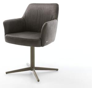 DELIFE Étkezőszék Xana-Flex karfás mikroszálas antracit vintage lábkereszt titán effekt felület 360° forgatható zsákrugós
