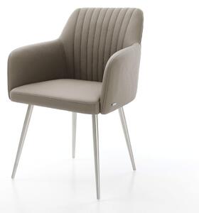 DELIFE Étkezőszék Greg-Flex valódi bőr sötét bézs 4 láb kúpos rozsdamentes acél zsákrugós