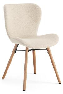 MAZZONI EXPORT ALTEA Crème (tissu Monza 90)/pieds en chêne naturel - CHAISE MODERNE BOUCLÉ POUR SALON/SALLE À MANGER/CUISINE/BUREAU