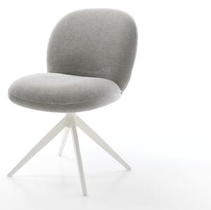 DELIFE Étkezőszék Nube-Flex strukturált szövet puha szürke kereszt láb széles fehér 360° forgatható billenő zsákrugó