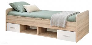 Egyszemélyes ágy 90 cm Daron 23 DSW DI-04 (sonoma tölgy + fehér) (fiókokkal)