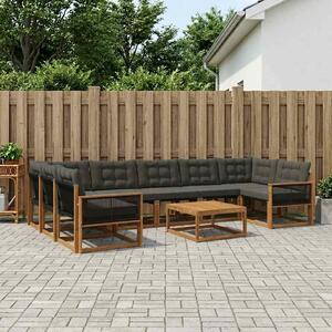 Kültéri kanapé szett párnával 8 pcs Természetes és Fekete