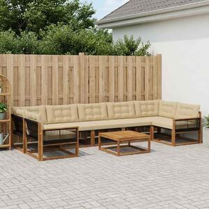 Kültéri kanapé szett párnával 8 pcs Természetes és bézs
