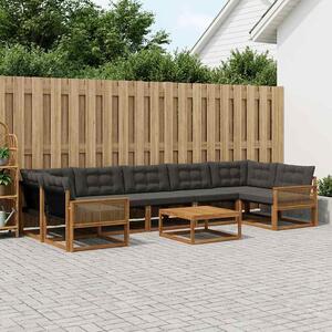 Kültéri kanapé szett párnával 8 pcs Természetes és Fekete