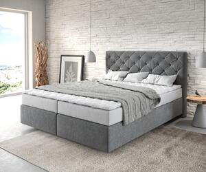 DELIFE Boxspring ágy Dream-Great 160x200 cm mikroszálas antracit matraccal és topperrel
