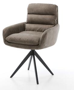 DELIFE Étkezőszék Abelia-Flex karfás mikroszálas taupe vintage kereszt láb szögletes fekete