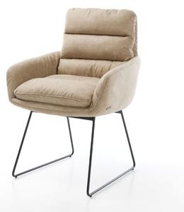 DELIFE Étkezőszék Abelia-Flex mikroszálas bézs vintage karfás vékony lábazat fekete