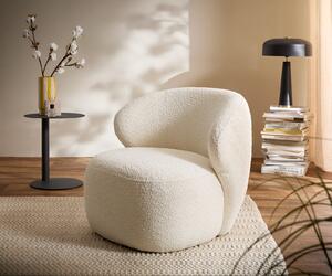 DELIFE Lounge fotel Pulo 80x80 cm bouclé fehér