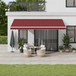 VidaXL burgundi vörös kézzel kihúzható napellenző 500 x 300 cm