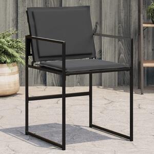 VidaXL 4 db fekete acél és textilén kerti szék párnákkal