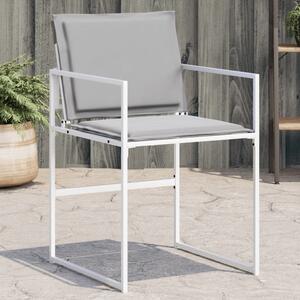 VidaXL 4 db fehér acél és textilén kerti szék párnákkal