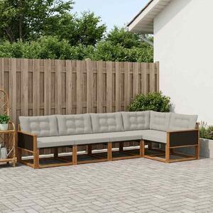 Kültéri kanapé szett 5 pcs Természetes és Világosszürke