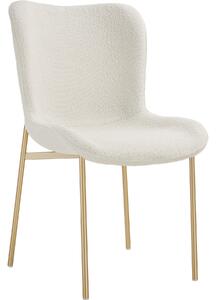 Tectake 405216 tessa párnázott szék, bouclé anyag, ergonomikus, fehér/arany - fehér