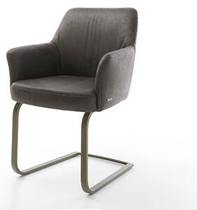 DELIFE Étkezőszék Xana-Flex karfás mikroszálas antracit vintage étkezőszék lapos titán effekt felület zsákrugós